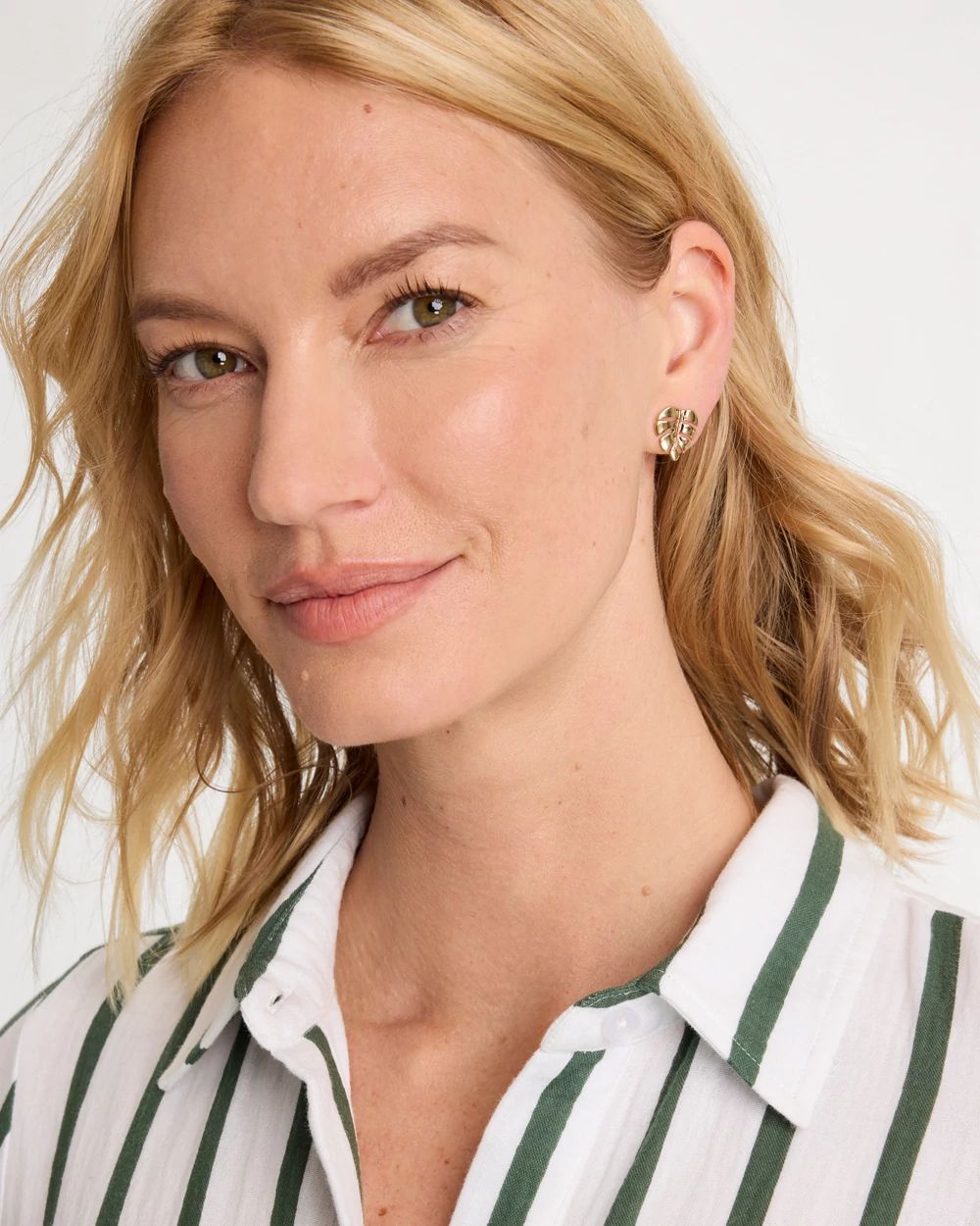 Palm Frond Stud Earrings click to view larger image.