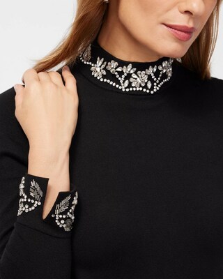 Embellished Floral Turtleneck