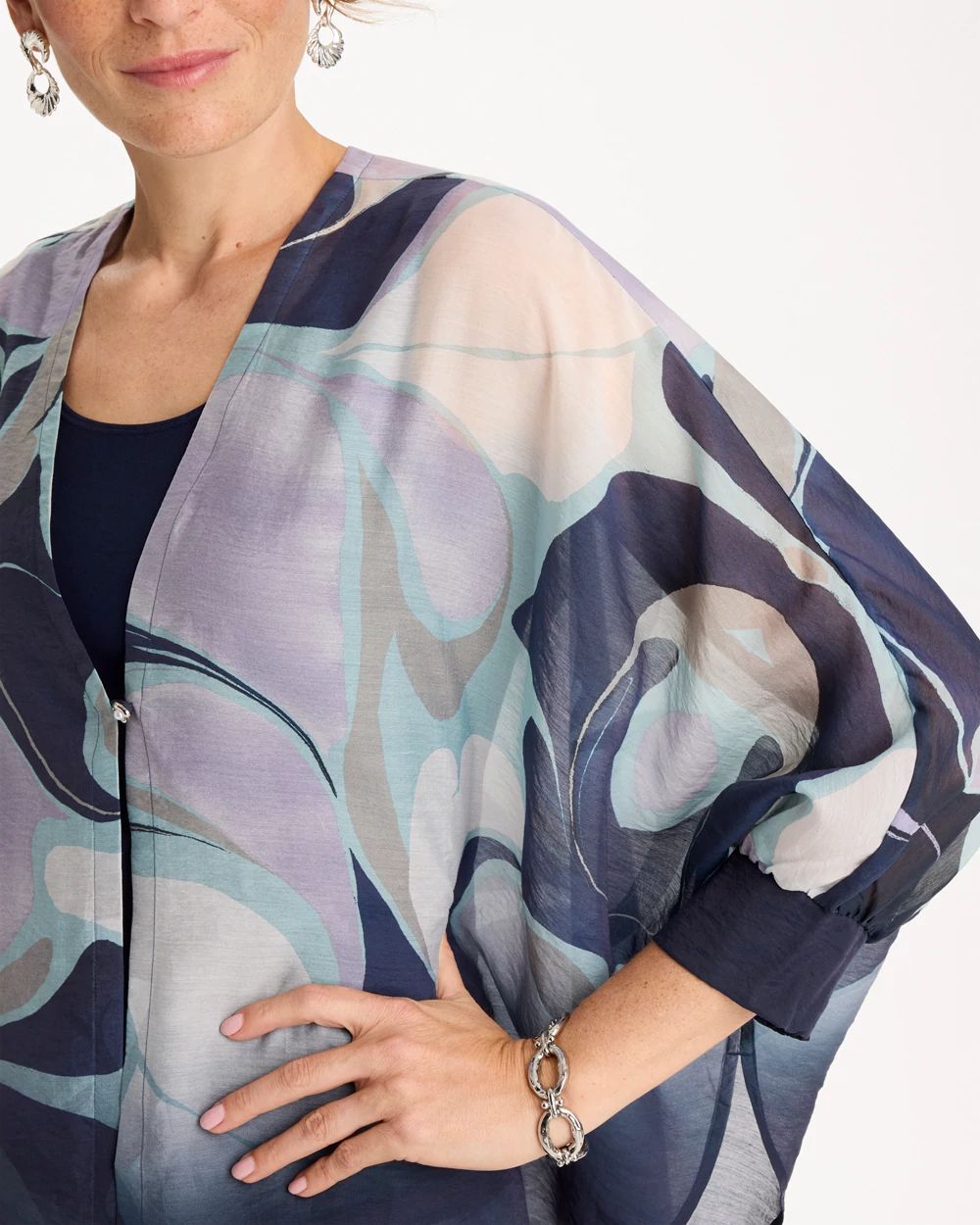 Woven Printed Cocoon Ruana click to view larger image.