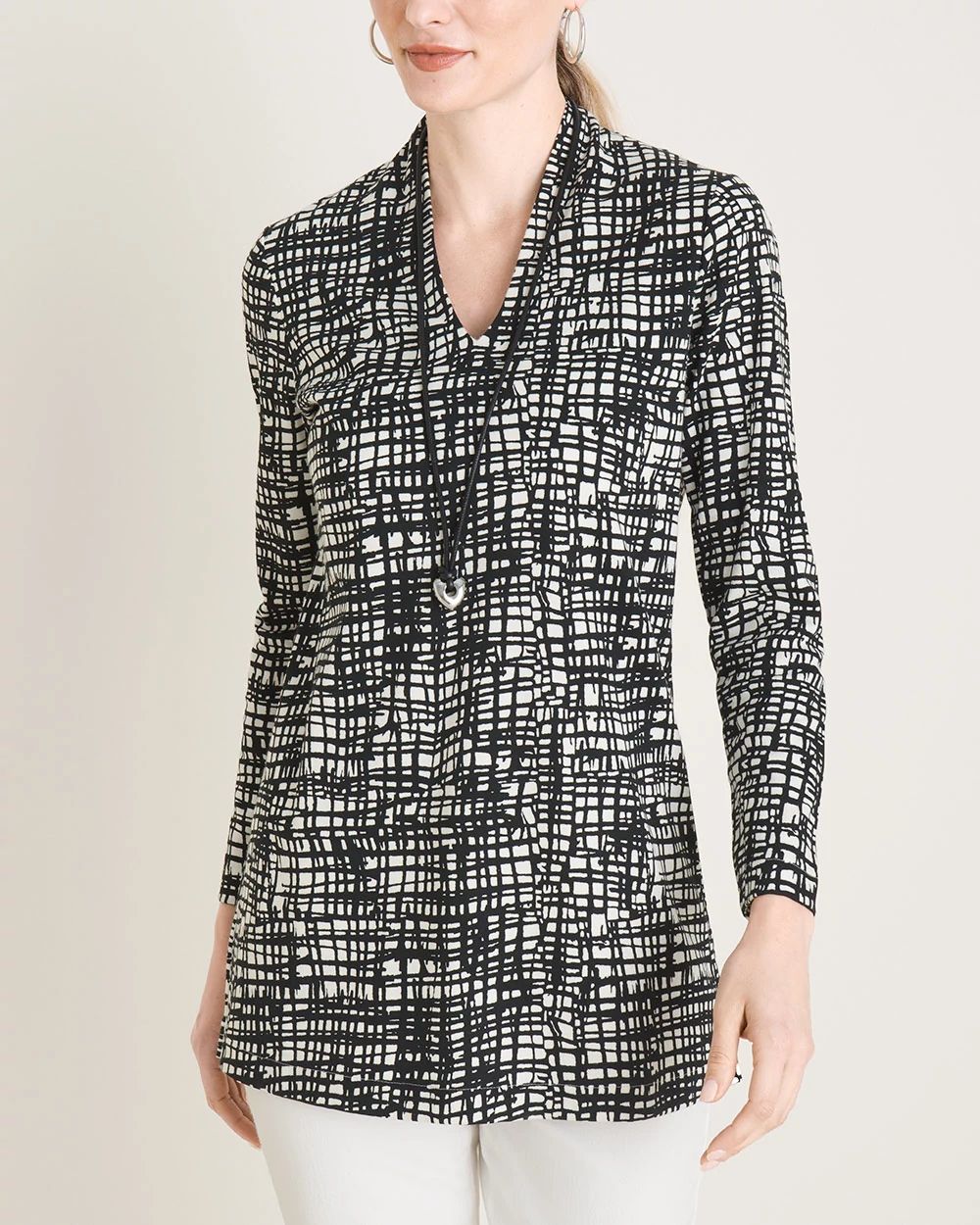 Polished Criss-Cross Print Pima Cotton Tunic