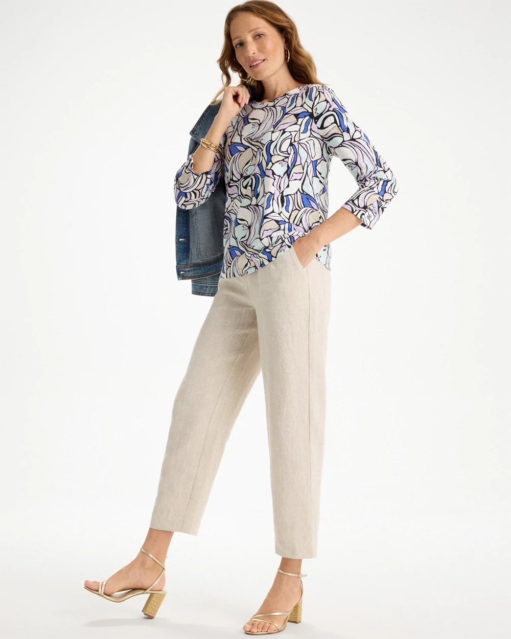 Floral Cotton Slub Henley Tee