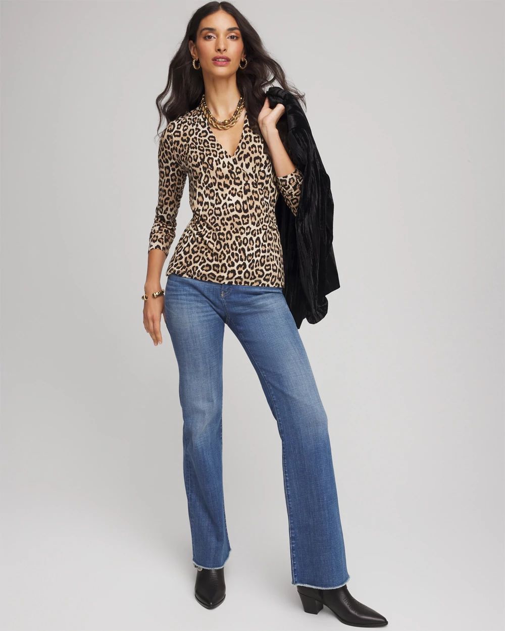 Animal Print Surplice Neck Top