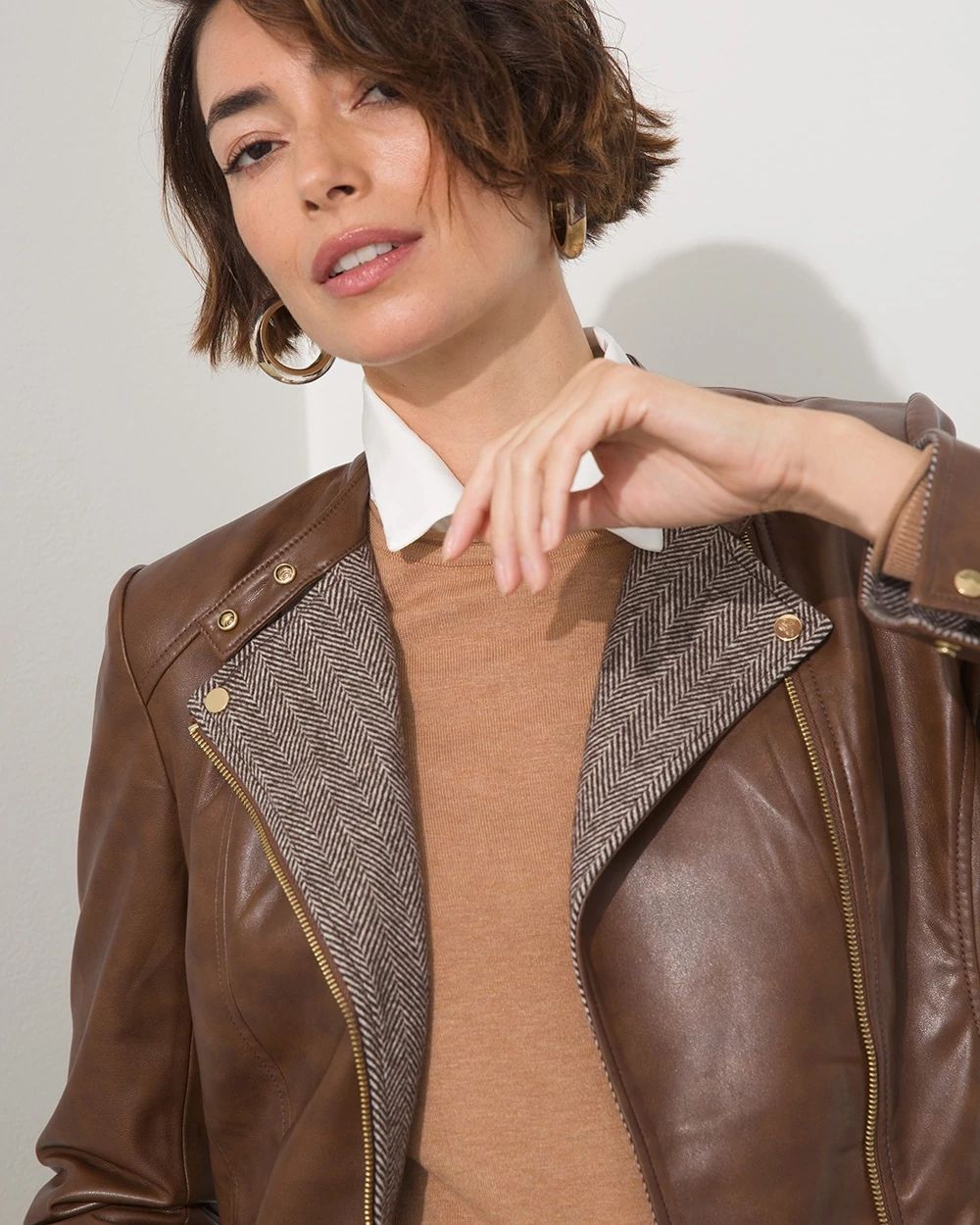 Relaxed Faux Leather Moto Jacket