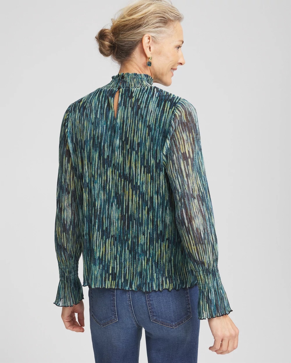 Crinkle Shine Mock-Neck Top