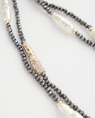 Double Strand Faux Pearl Hematite Necklace