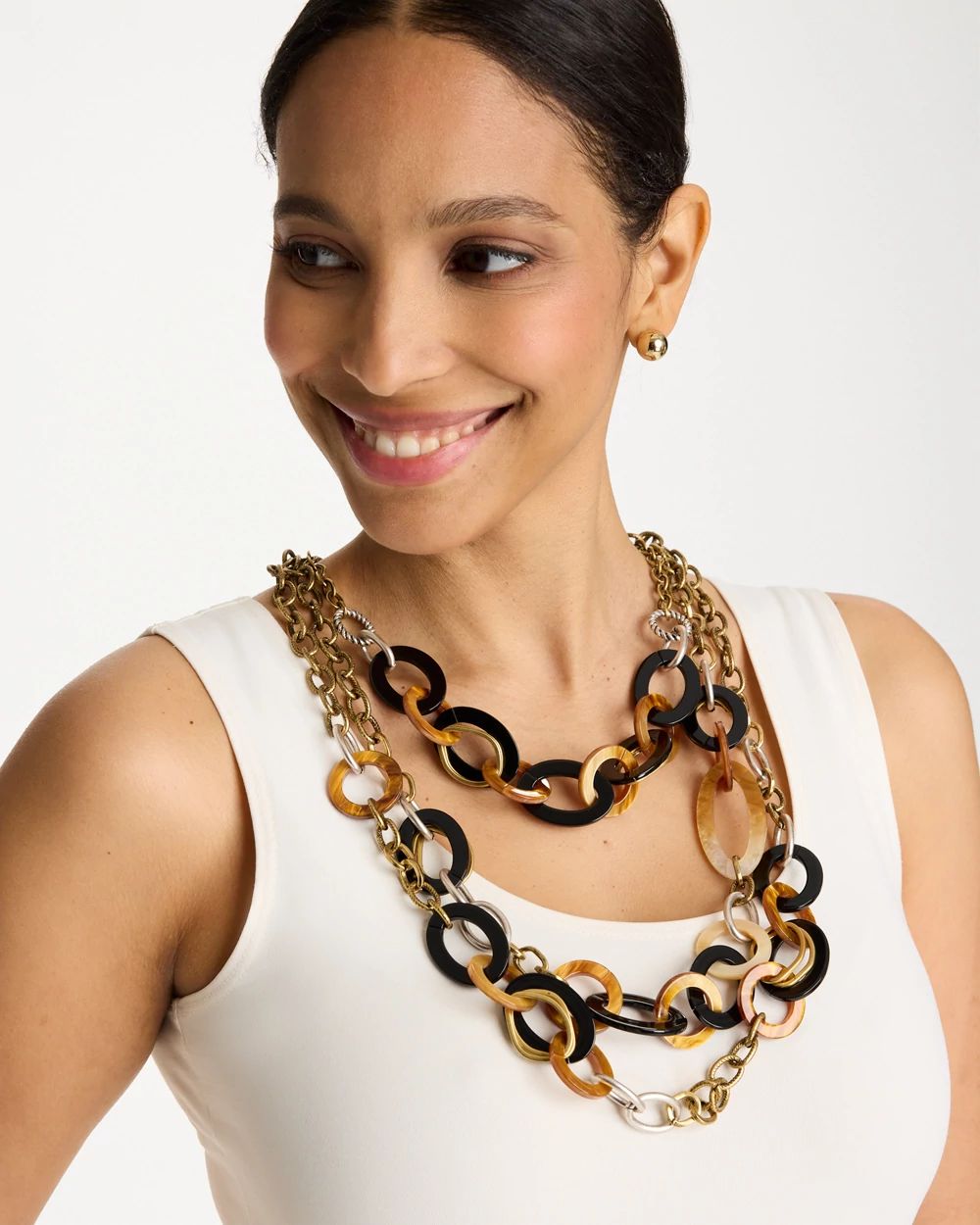 Triple Strand Convertible Resin Necklace click to view larger image.