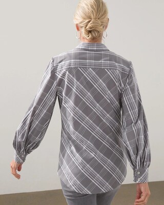 Poplin Billow Sleeve Plaid Shirt
