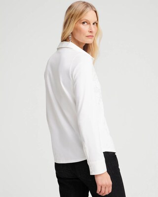 Knit Woven Lace Applique Shirt