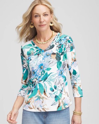Floral Pima 3/4 Sleeve Everyday Tee