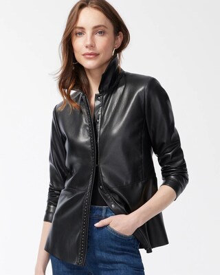 Riveted Faux Leather Peplum Jacket