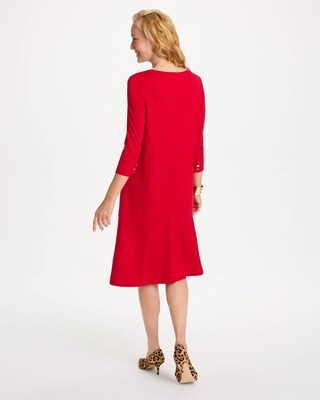 Seamed Ponte Knit 3/4 Sleeve Dress click to view larger image.