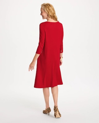 Seamed Ponte Knit 3/4 Sleeve Dress click to view larger image.