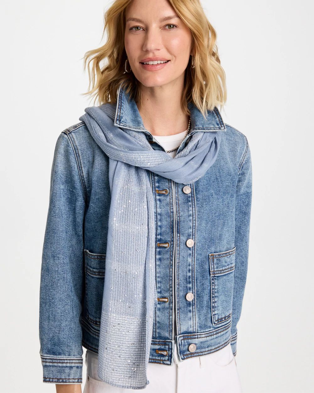 Lurex Trim Oblong Scarf click to view larger image.