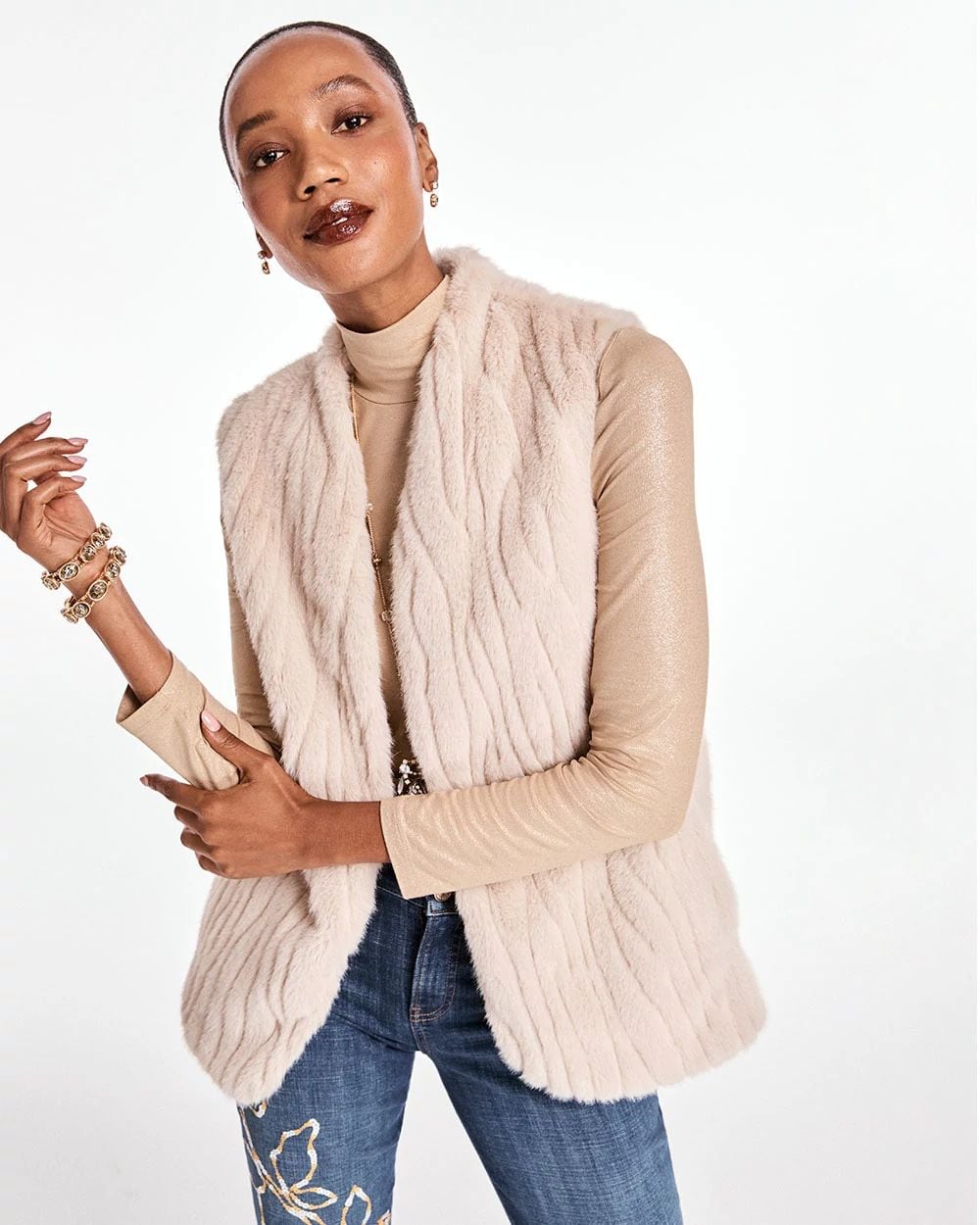 Elongated Faux Fur Vest
