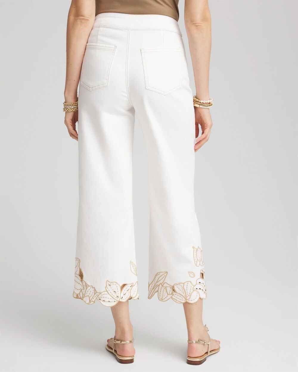 Pull-On Embellished Cropped Jeans