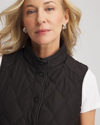 Rib Trim Quilted Vest click to view larger image.