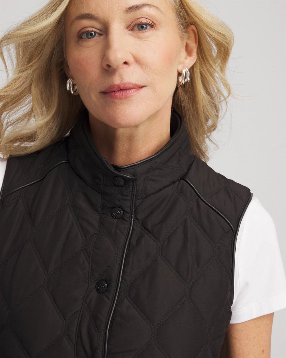 Rib Trim Quilted Vest click to view larger image.