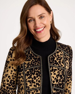 Leopard Jacquard Long Sleeve Jacket click to view larger image.