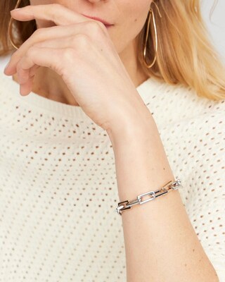 Mixed Metal Square Link Bracelet