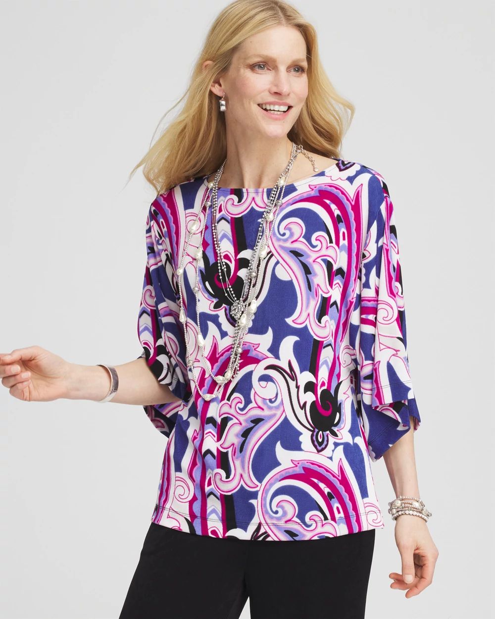 Travelers™ Paisley Kimono-Sleeved Top