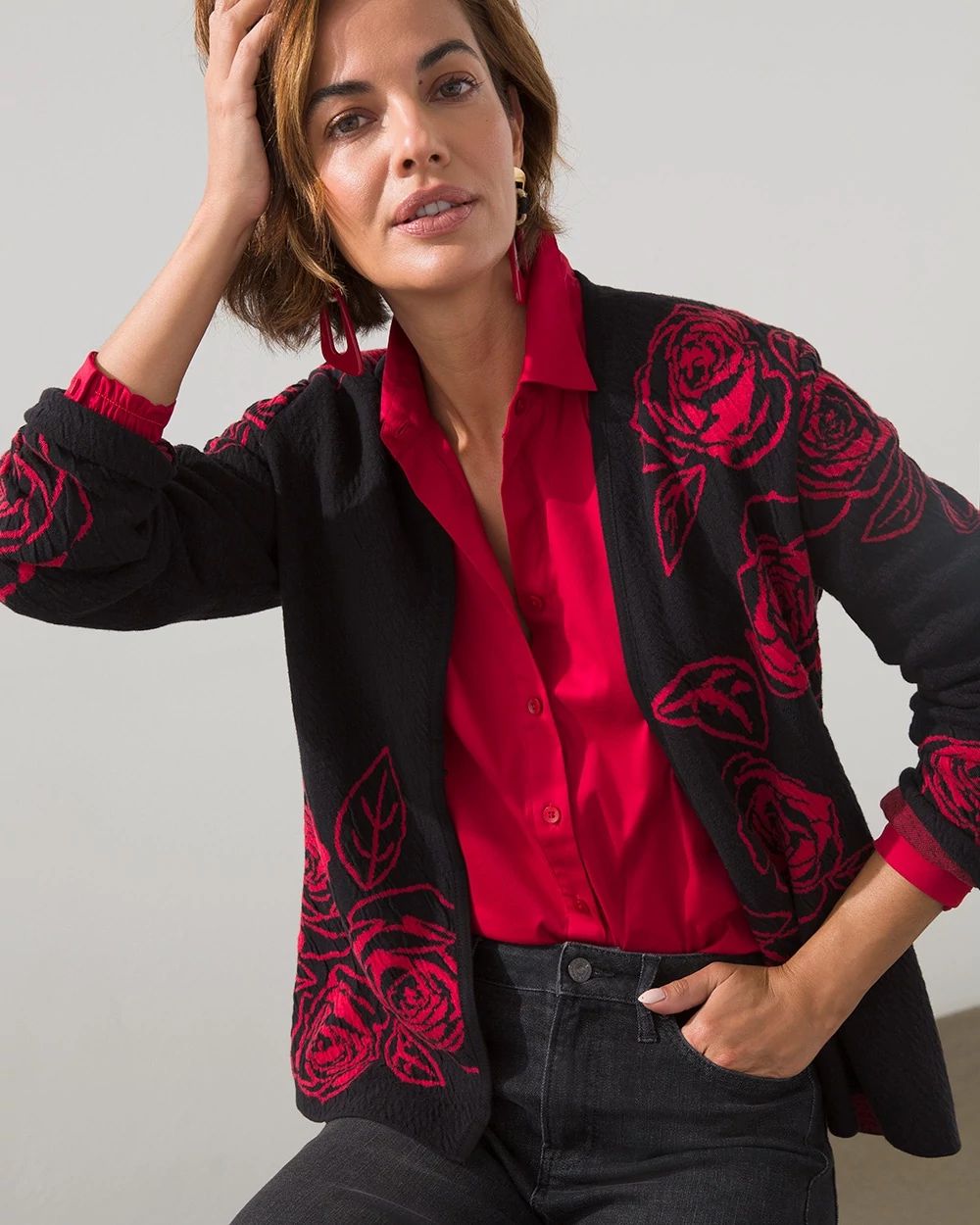 Textured Jacquard Print Cardigan