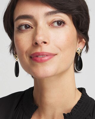Black Stone Drop Earrings
