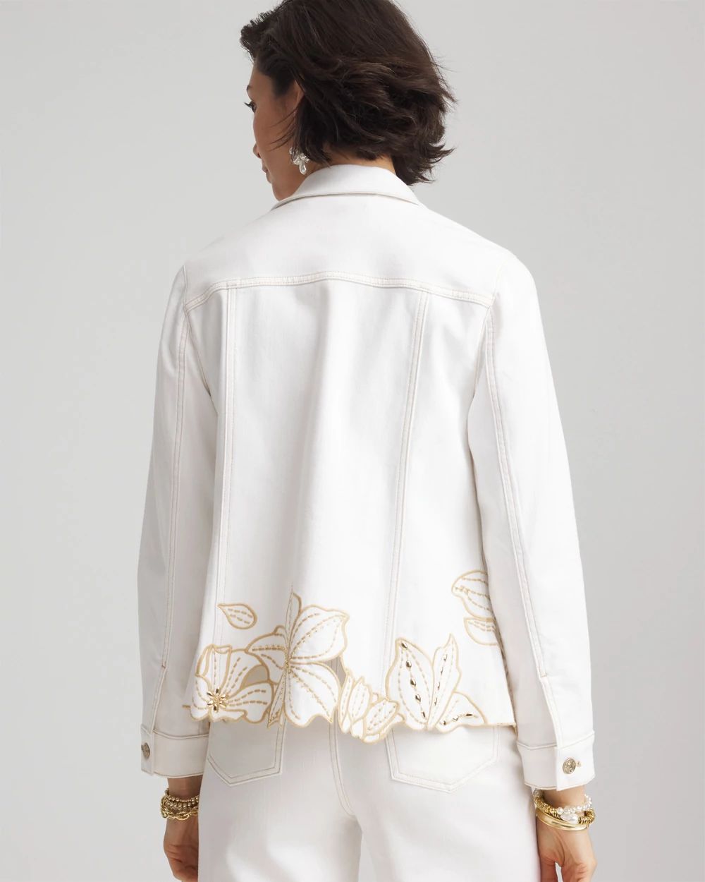 Floral Cutout Denim Jacket
