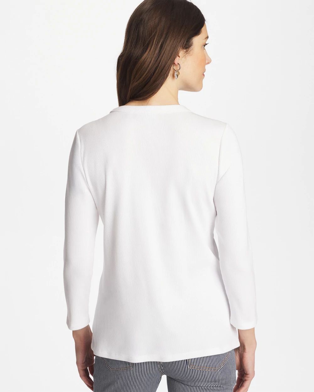 Ribbed Button Crewneck Tee