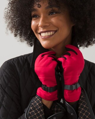 Red Quilted Buckle Gloves
