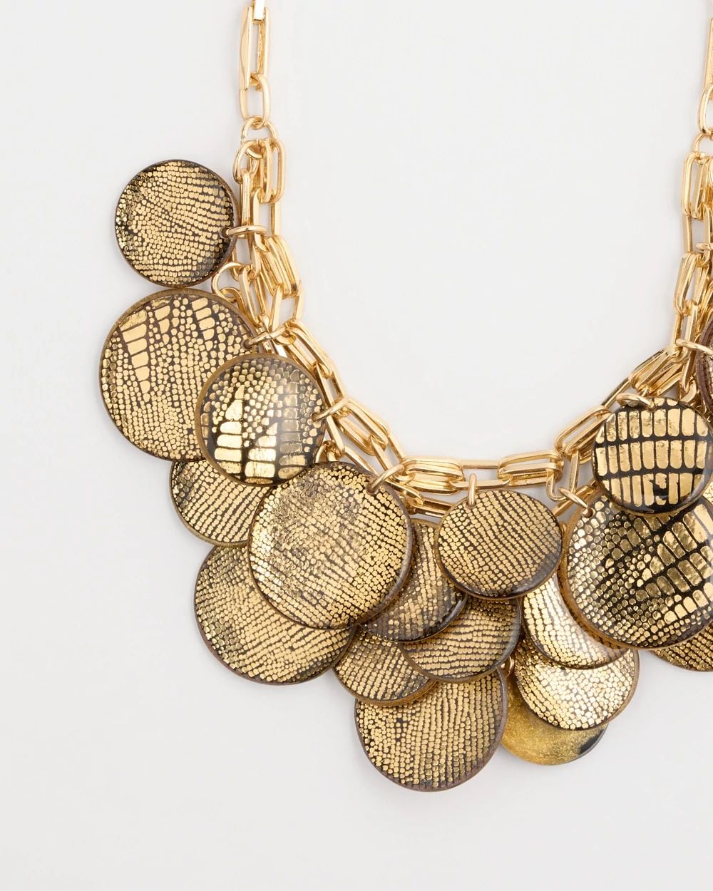 Animal Print Golden Coin Bib Necklace click to view larger image.