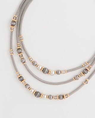 Mixed-Metal Short Triple-Strand Necklace click to view larger image.