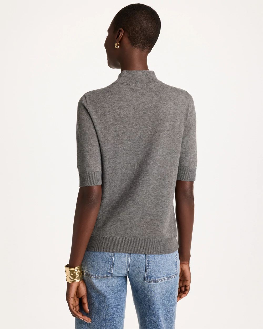 Ella Mockneck Elbow-Sleeve Sweater click to view larger image.