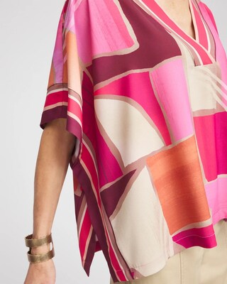 Graphic Print V-Neck Poncho click to view larger image.