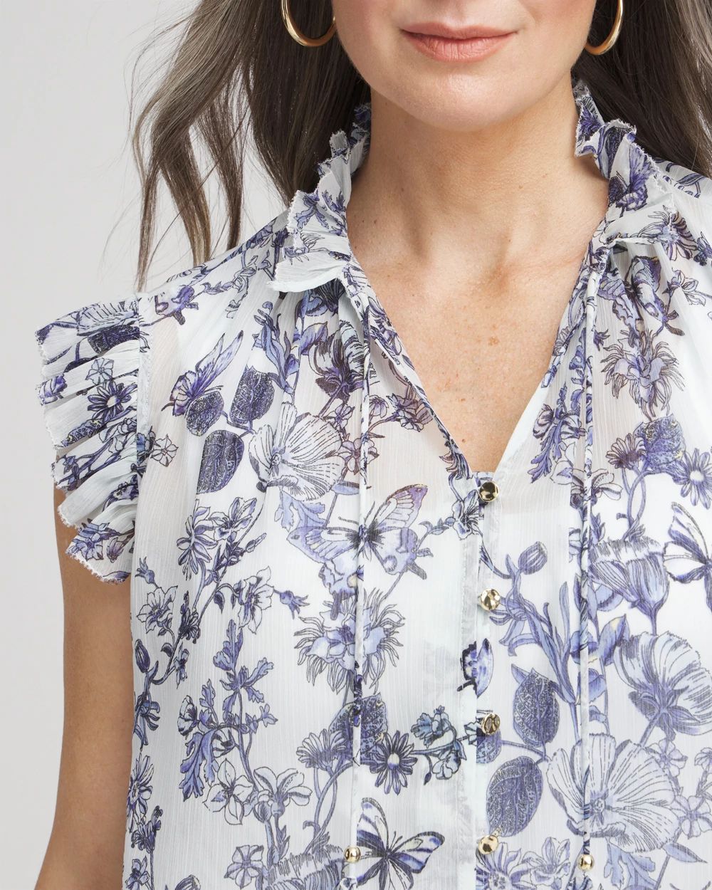 Butterfly Ruffle Collar Blouse