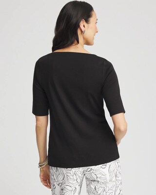Pima Cotton Bateau-Neck Tee click to view larger image.