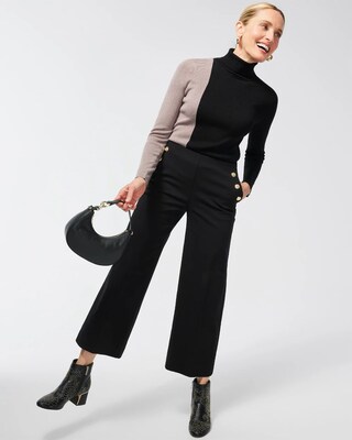 ECOVERO Neutral Colorblock Turtleneck Sweater click to view larger image.