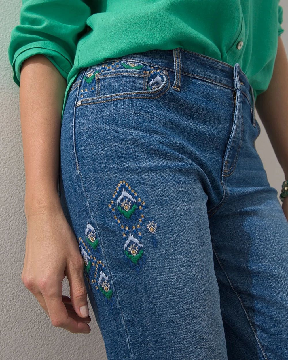 Girlfriend Ikat Cross Stitch Ankle Jeans