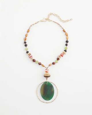 Sliced Agate Stone Pendant Necklace