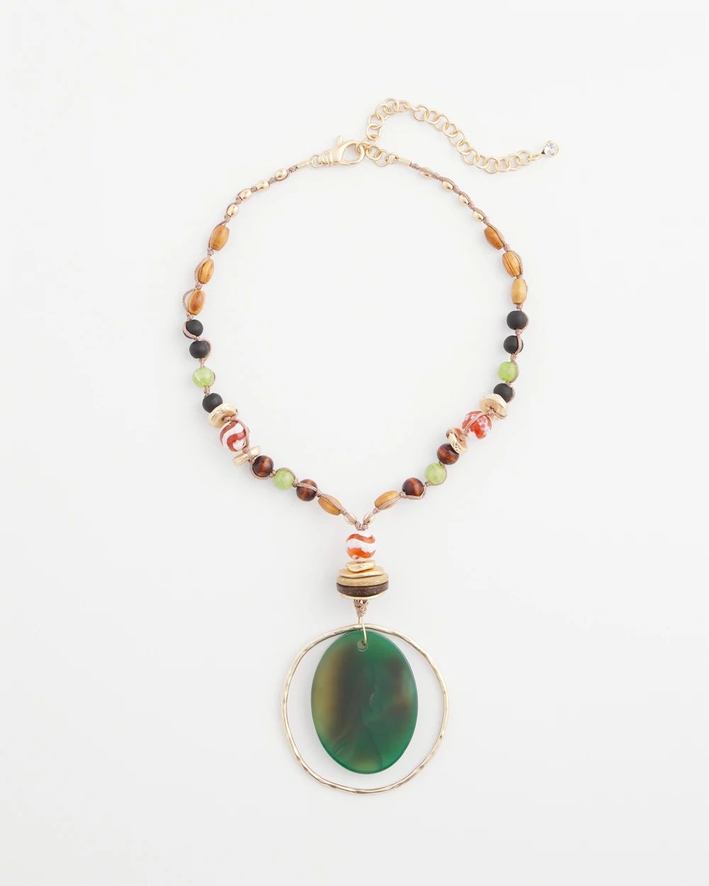 Sliced Agate Stone Pendant Necklace