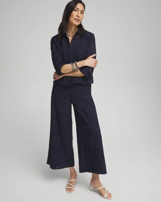 Geo Eyelet Soft Cropped Pants click to view larger image.