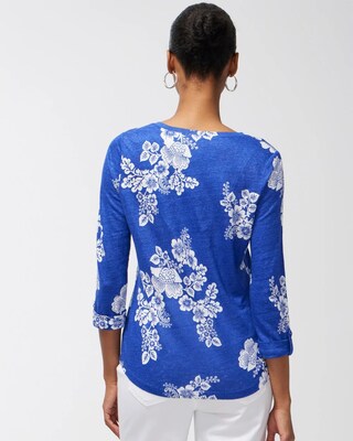 Linen Navy Floral 3/4 Sleeve Tee