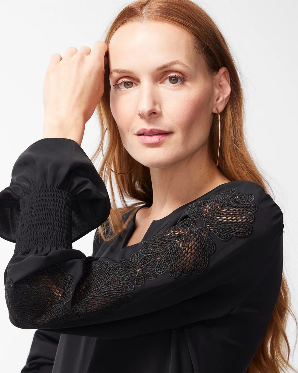 Twill Embroidered Sleeve Dress