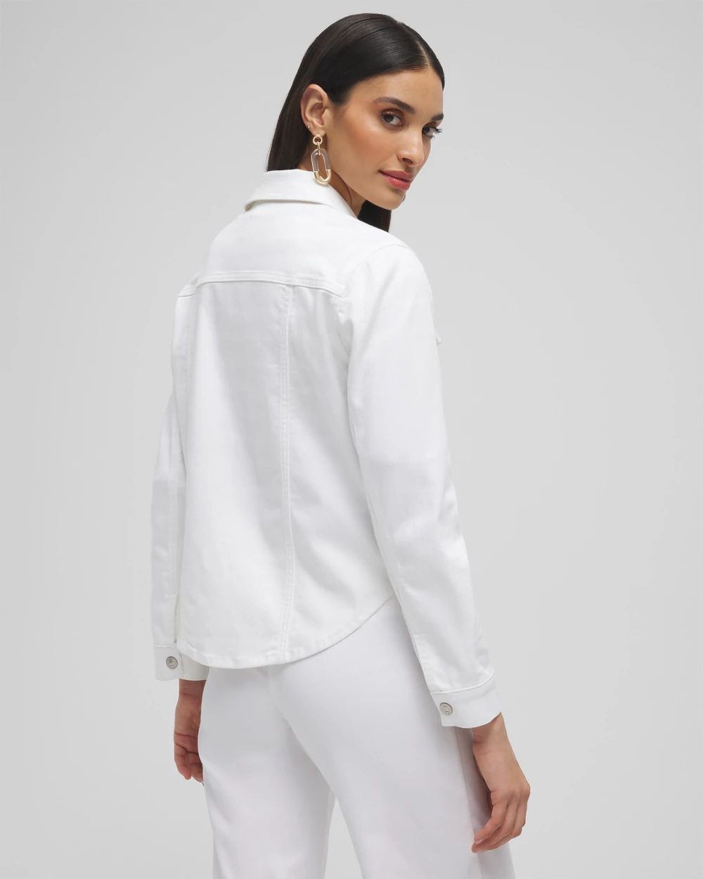 No Stain Cropped Shirttail Denim Jacket