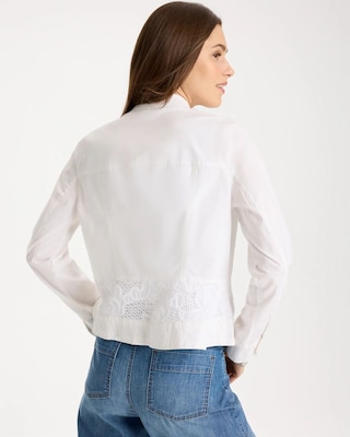 Poplin Cotton Lace Peplum Jacket click to view larger image.
