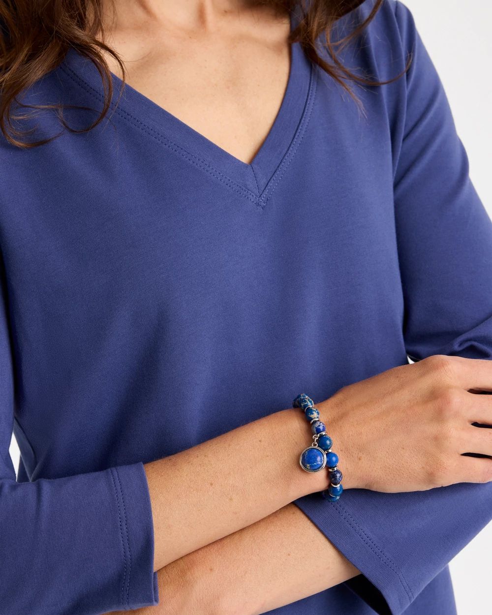 Blue Jasper Stretch Charm Bracelet click to view larger image.