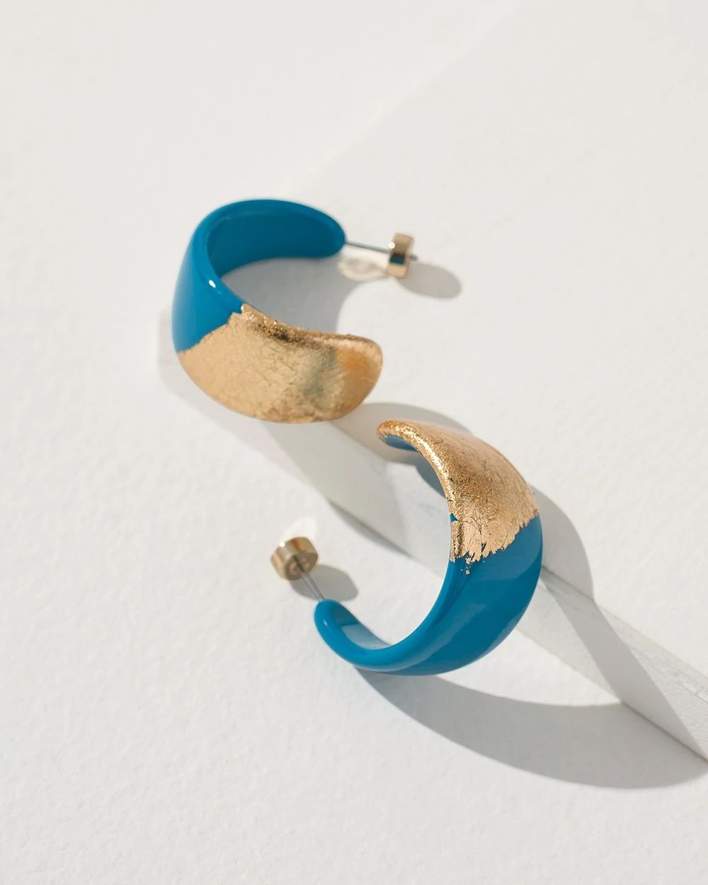 Blue Foil Hoop Earrings
