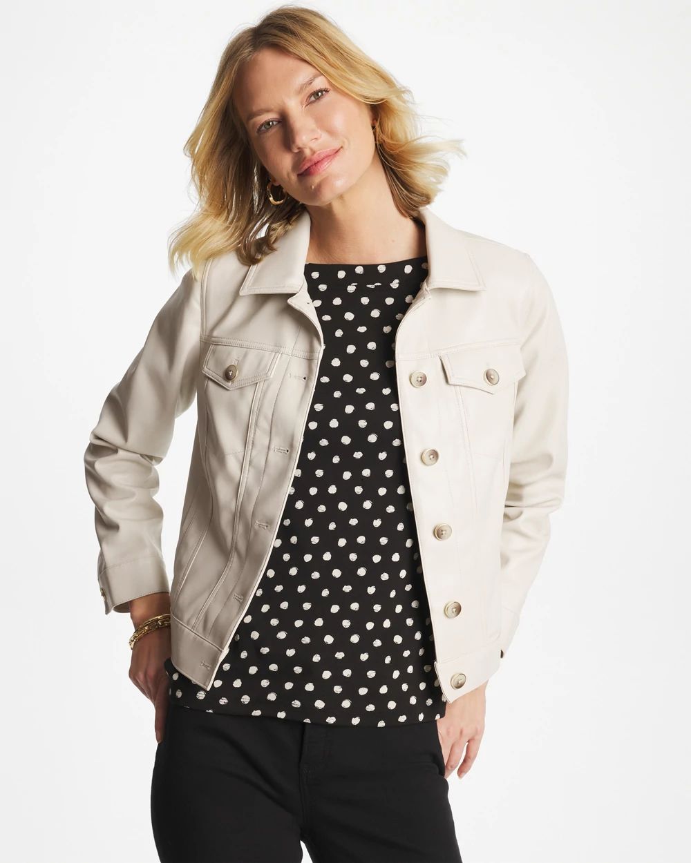 Faux Leather Trucker Jacket