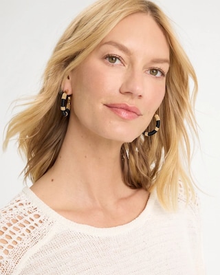 Black Gold Wrapped Hoop Earrings click to view larger image.