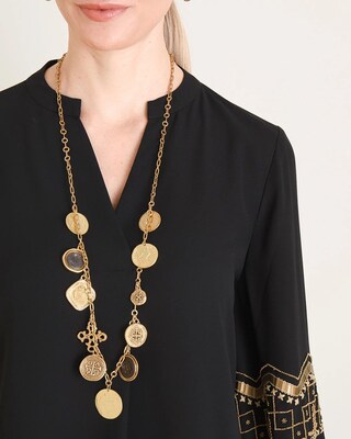 Goldtone Single-Strand Coin Necklace