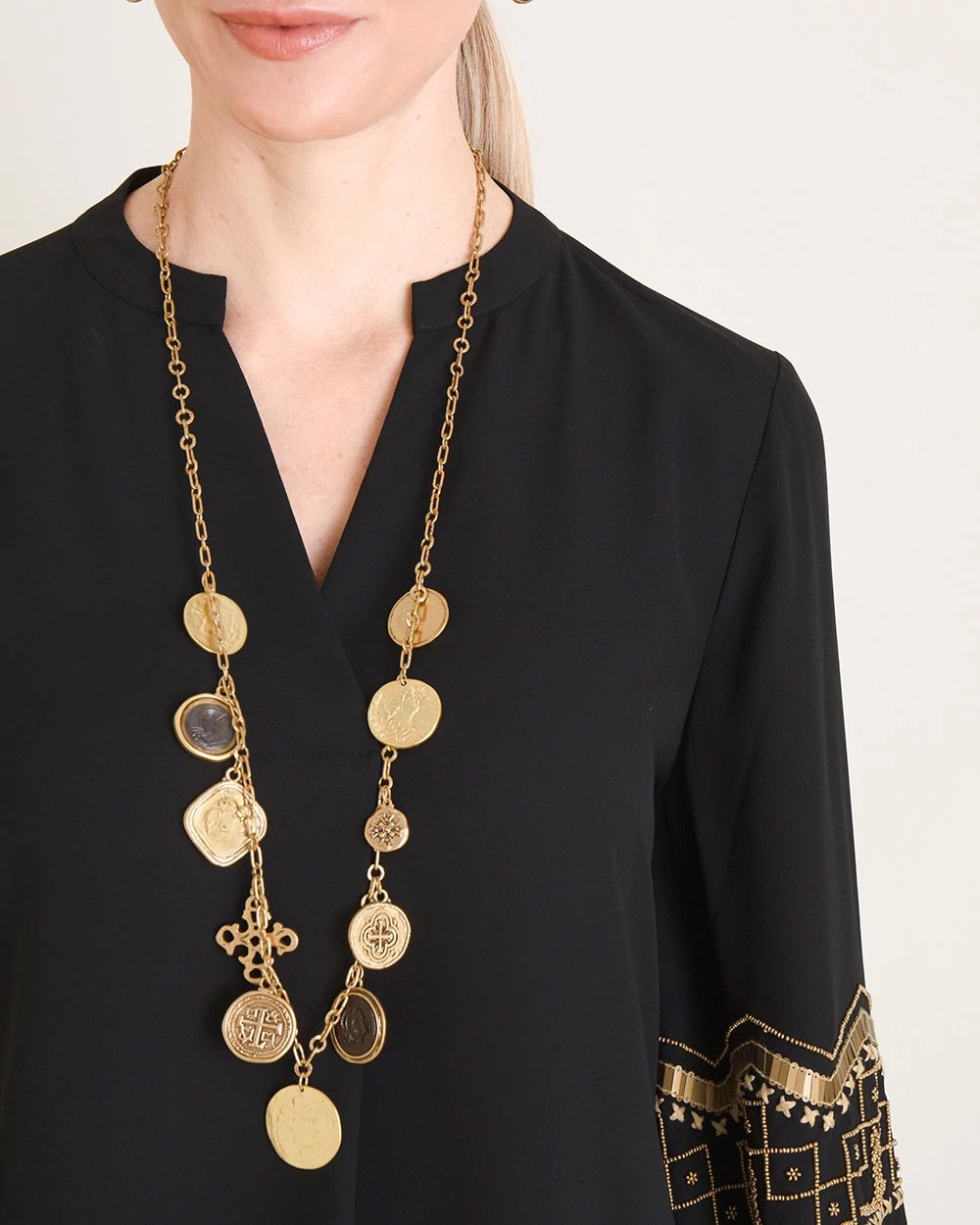 Goldtone Single-Strand Coin Necklace